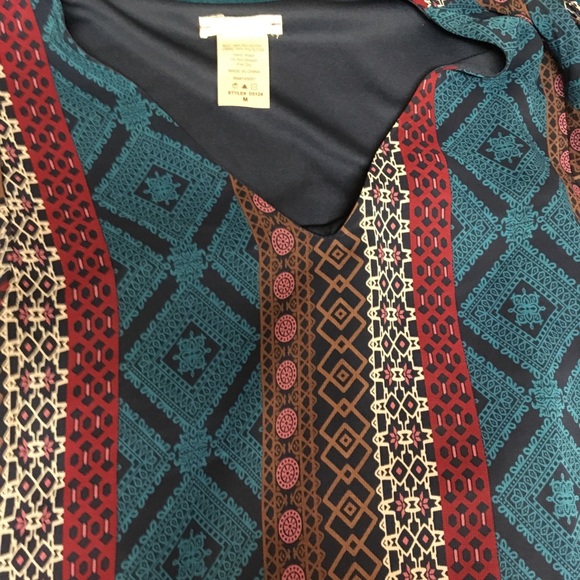 Aztec print long-sleeved shift dress - Picture 6 of 7